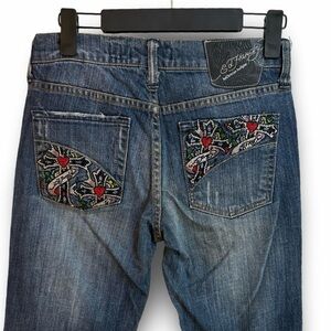 Ed Hardy by Christian Audigier bootcut rhinestone pocket jeans